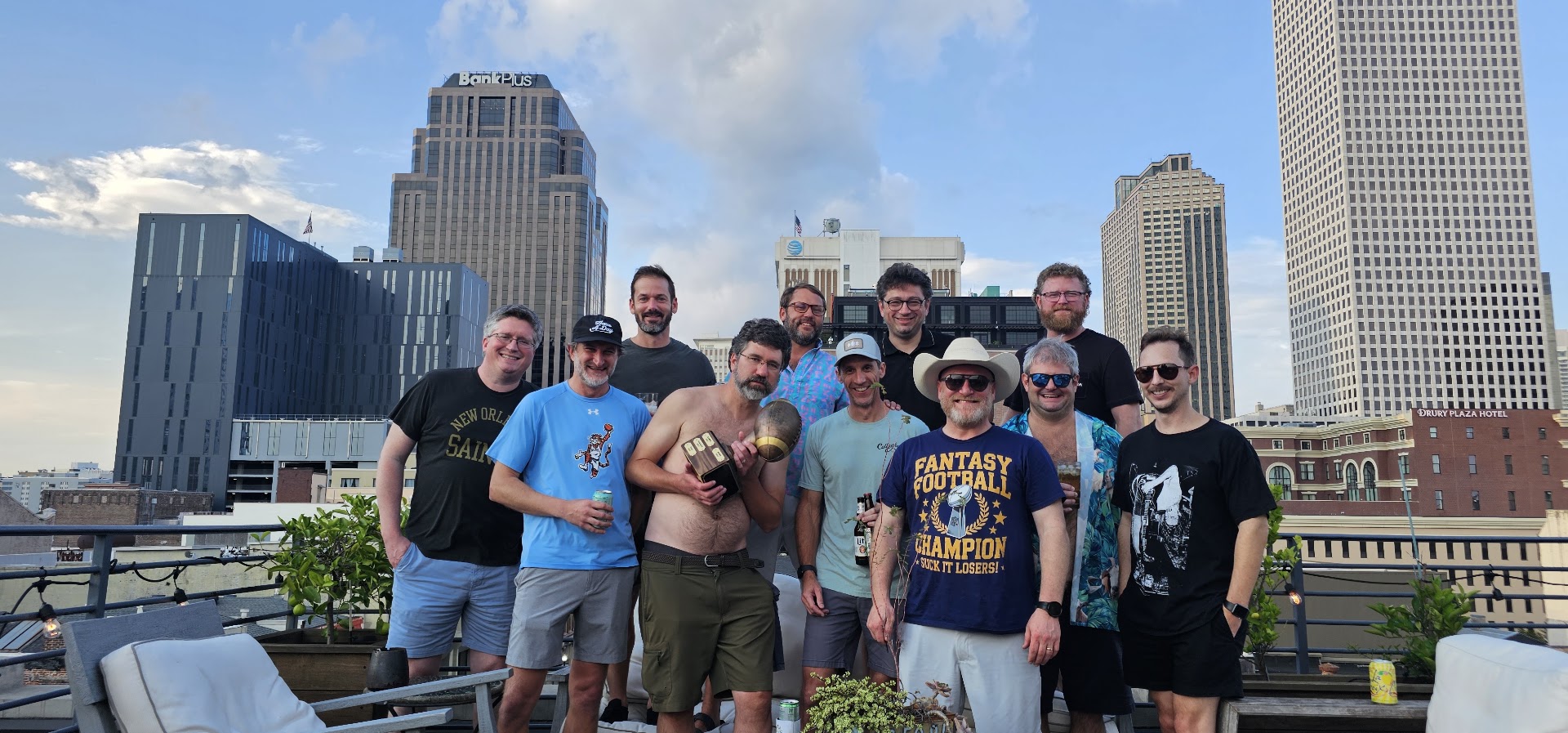 The full HFFL league gathered on a New Orleans rooftop